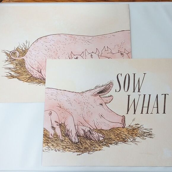 Set of Five Double-sided Frida Clements Farm Animal Pun Prints - Picture 3 of 10